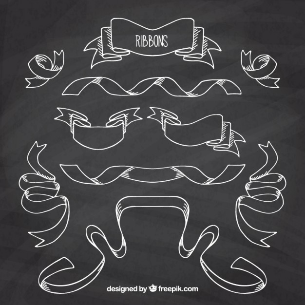 626x626 Sketches Ribbons In Blackboard Style Vector Free Download - Blackboard Sketch