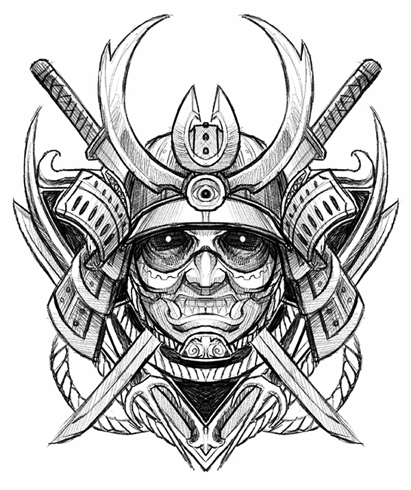 600x715 The Blackout Samurai On Behance - Blackout Sketch