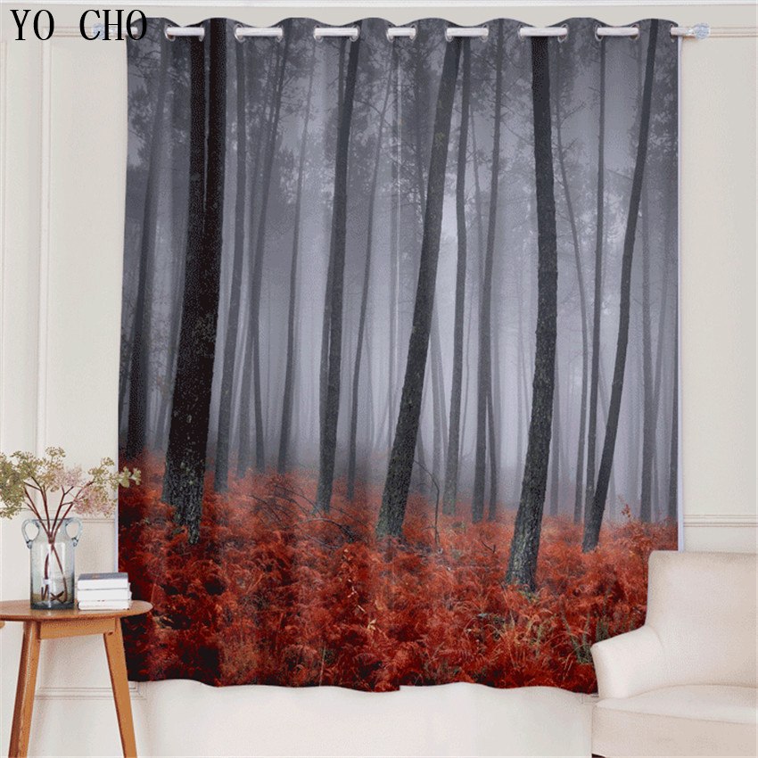 850x850 Yo Cho Sketch Scenery Fashion Style Tree Blackout Rideaux Curtains - Blackout Sketch