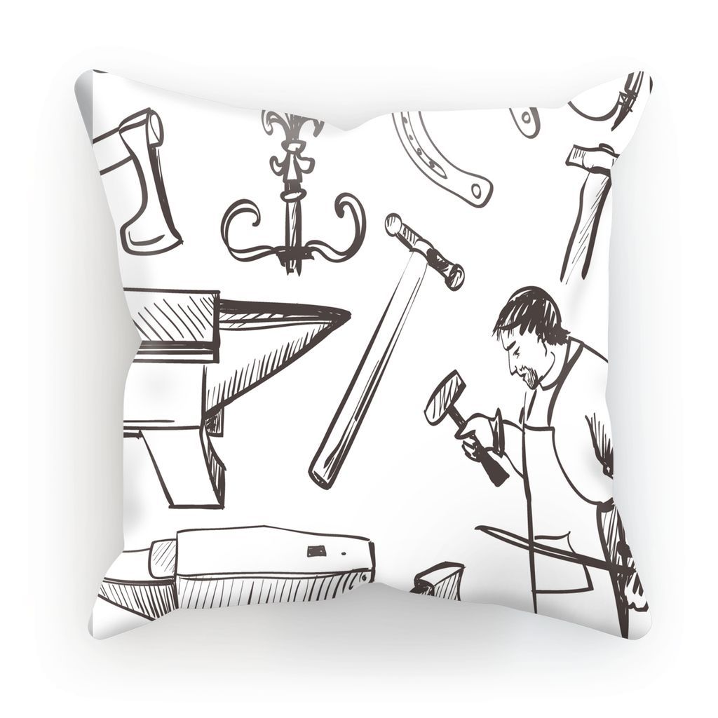 1024x1024 Blacksmith Sketch Cushion Bang On Designs - Blacksmith Sketch