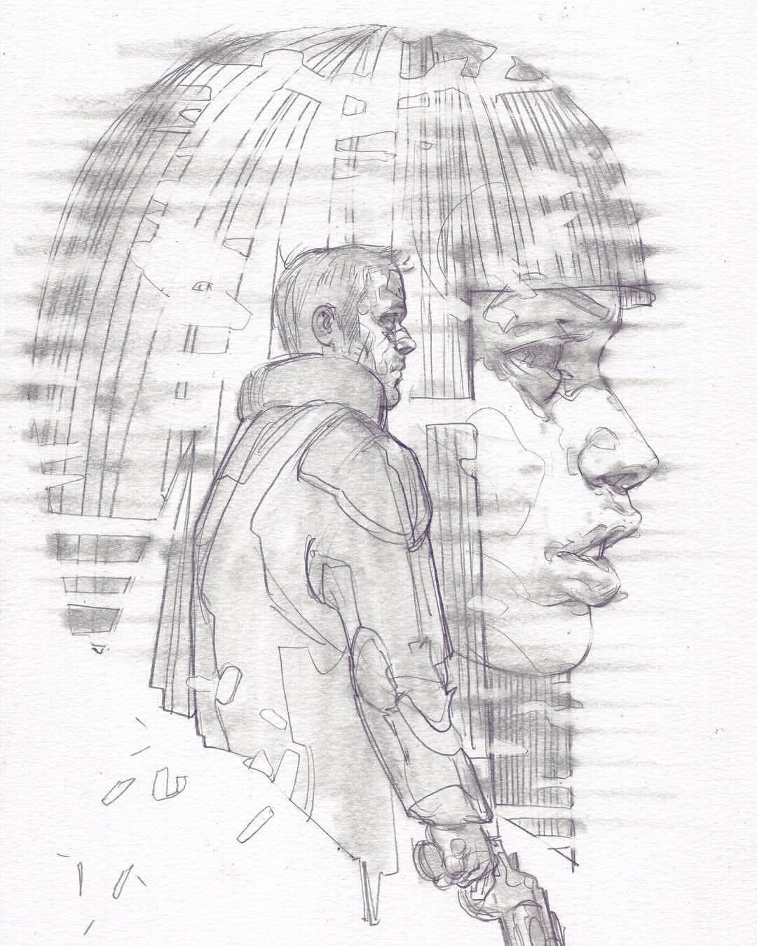 1080x1350 One More Blade Runner Commission From Today - Blade Runner Sketch