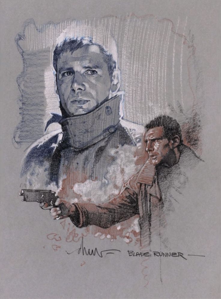 736x996 Rick Deckard Blade Runner Sketch By Drew Struzan Drew Struzan - Blade Runner Sketch