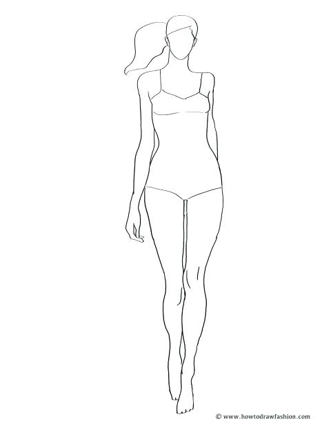 480x621 Body Template Drawing Figure Sketch Different Poses For Stylist - Blank Body Sketch