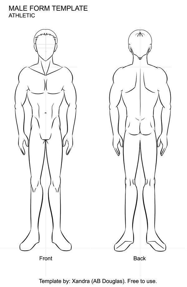 600x917 Male Figure - Blank Body Sketch