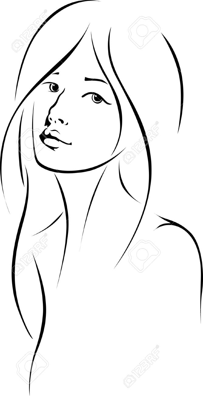 668x1300 Collection Of Human Face Outline Drawing High Quality, Free - Blank Face Sketch