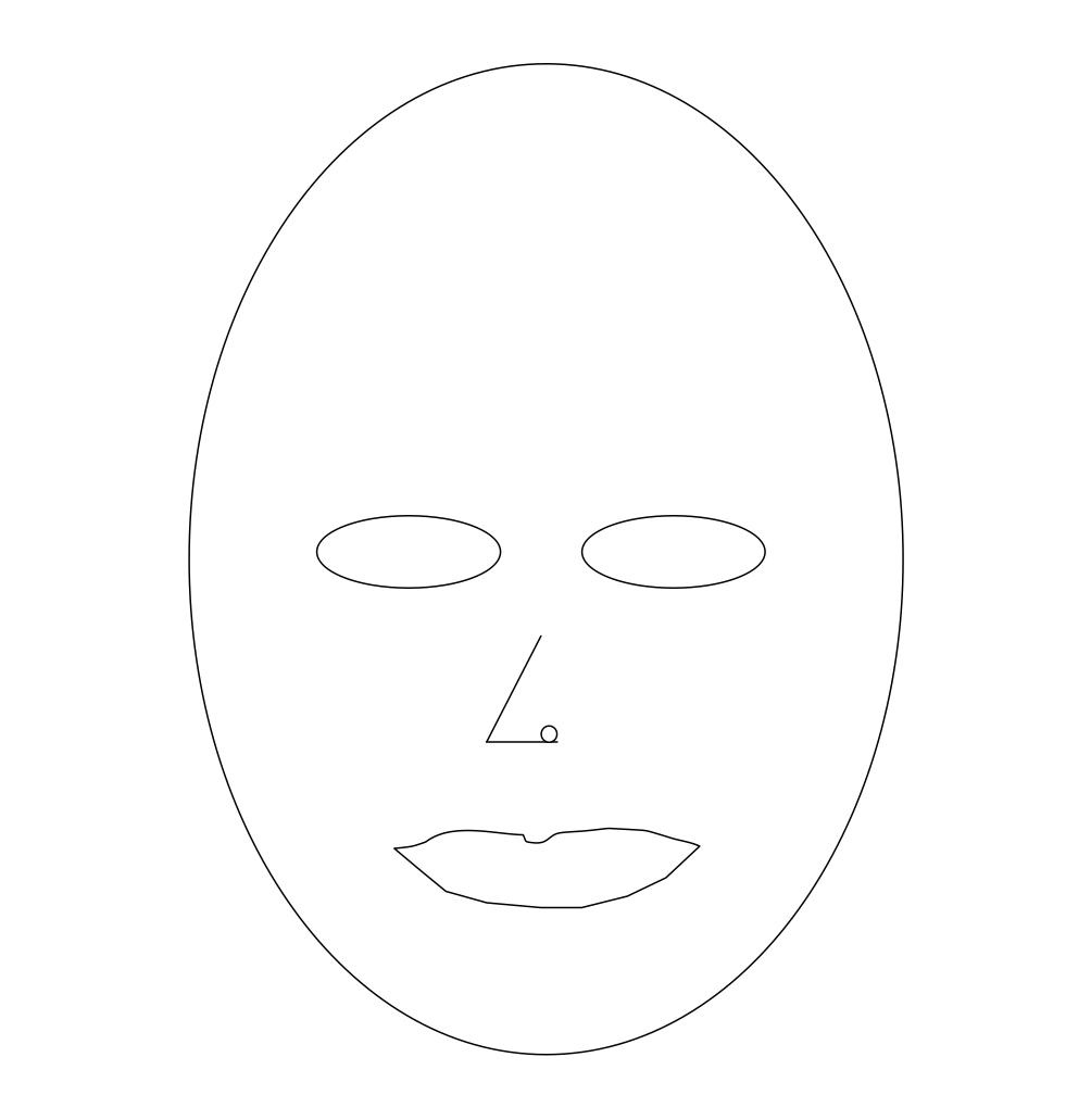 1004x1031 Face Mask Template - Blank Face Sketch