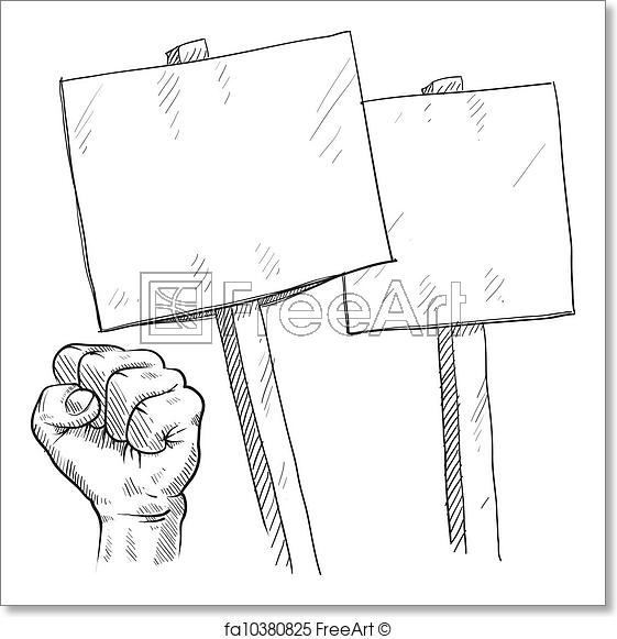 561x581 Free Art Print Of Blank Protest Signs Sketch. Doodle Style Picket - Blank Sketch