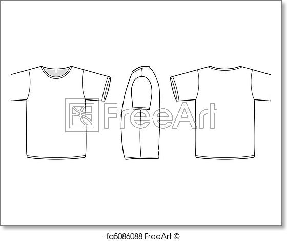 560x470 Free Art Print Of Basic T Shirt Vector Illustration. Vector - Blank T Shirt Sketch
