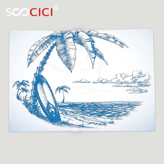 640x640 Custom Soft Fleece Throw Blanket Surf Decor Contemporary Sketch - Blanket Sketch