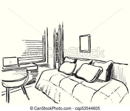 450x384 Hand Drawn Interior Sketch. Comfortable Sofa And Blanket. - Blanket Sketch