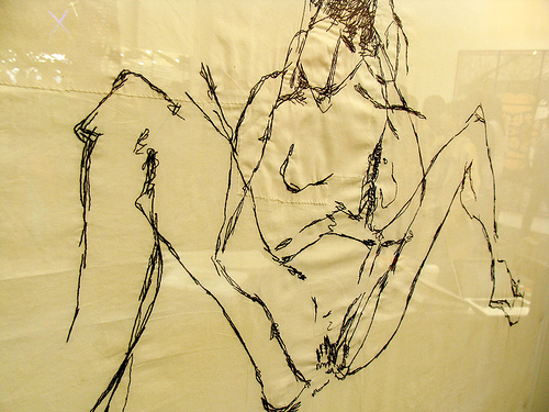 500x375 Tracey Emin, The Blanket With Drawing Stitched Onto It - Blanket Sketch