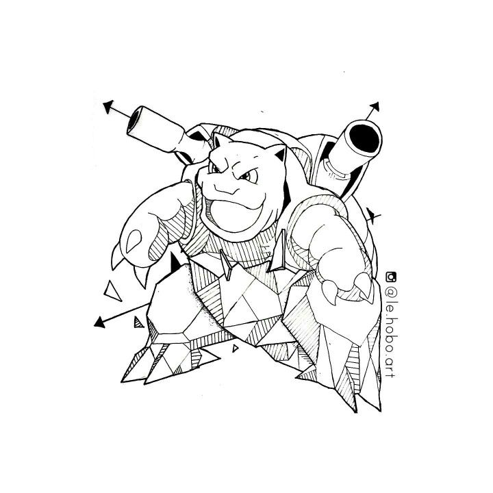 720x720 Geometric Blastoise Bisasam, Glumanda, Schiggy Und Pikachu - Blastoise Sketch