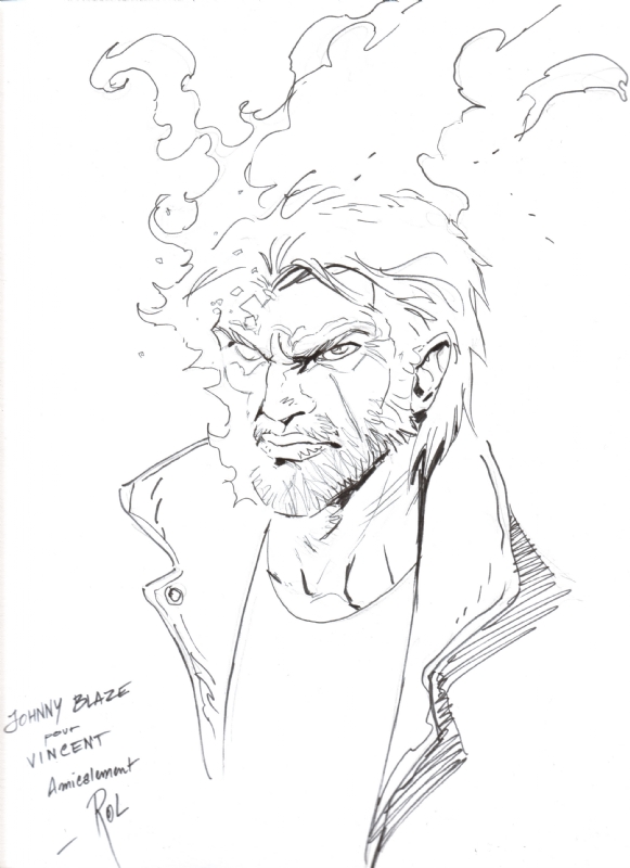 581x800 Boschi Roland Sketch 01 Johnny Blaze Transforming Into Ghost Rider - Blaze Sketch