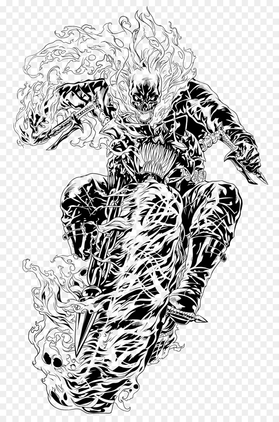 900x1360 Ghost Rider (Johnny Blaze) Demon Drawing Sketch - Blaze Sketch