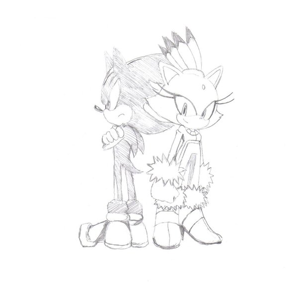600x572 Shadow And Blaze Sketch By Ss2sonic - Blaze Sketch