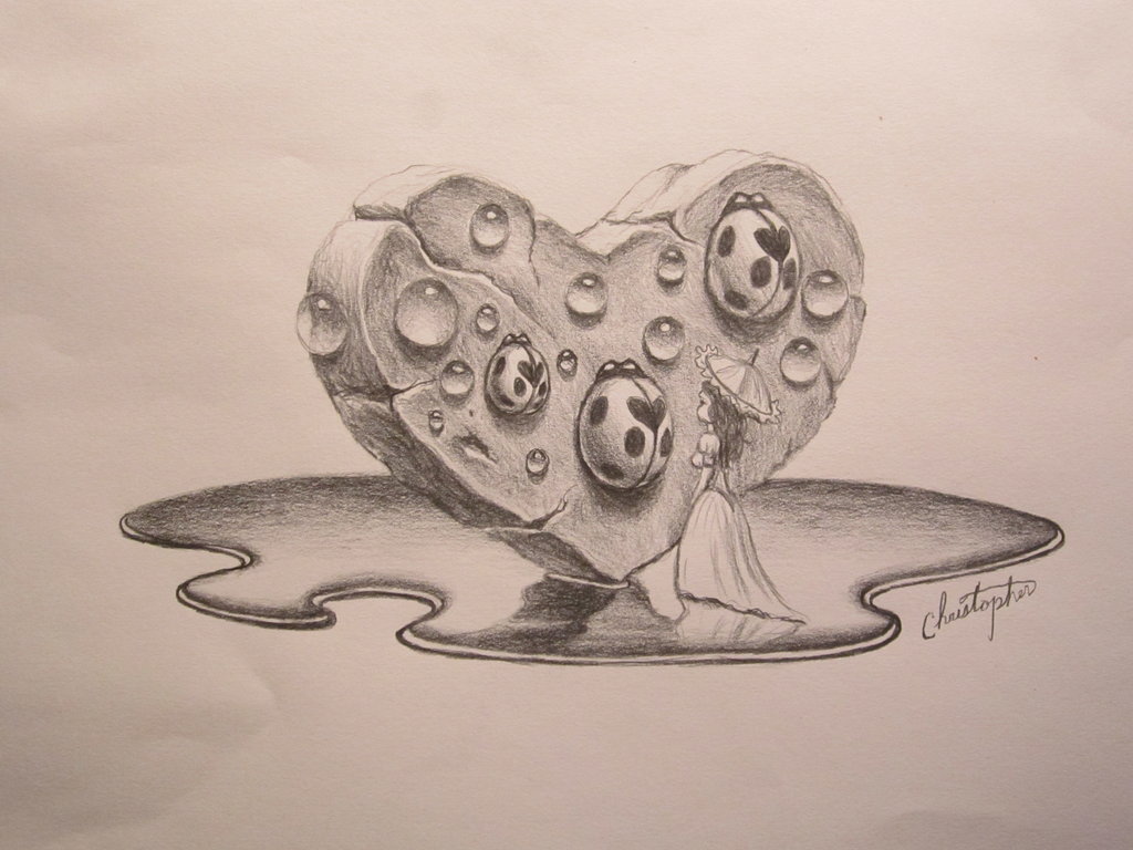 1024x768 Bleeding Heart By Christopherpollari - Bleeding Heart Sketch
