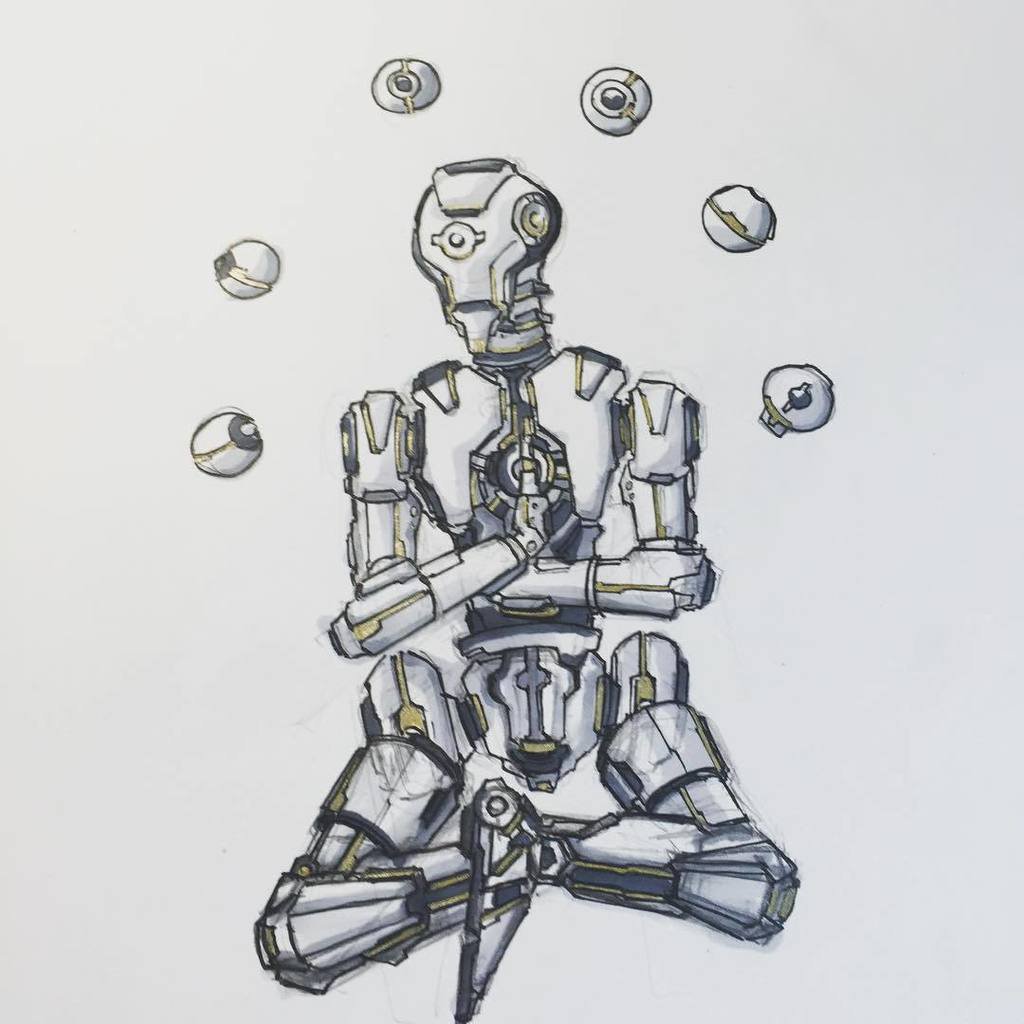 1024x1024 Otherbots On Twitter Overwatch Zenyatta Inspired Sketch - Blizzard Sketch
