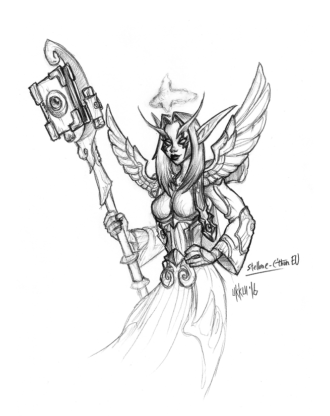 655x826 Sketch Of A Night Elf Priest - Blizzard Sketch