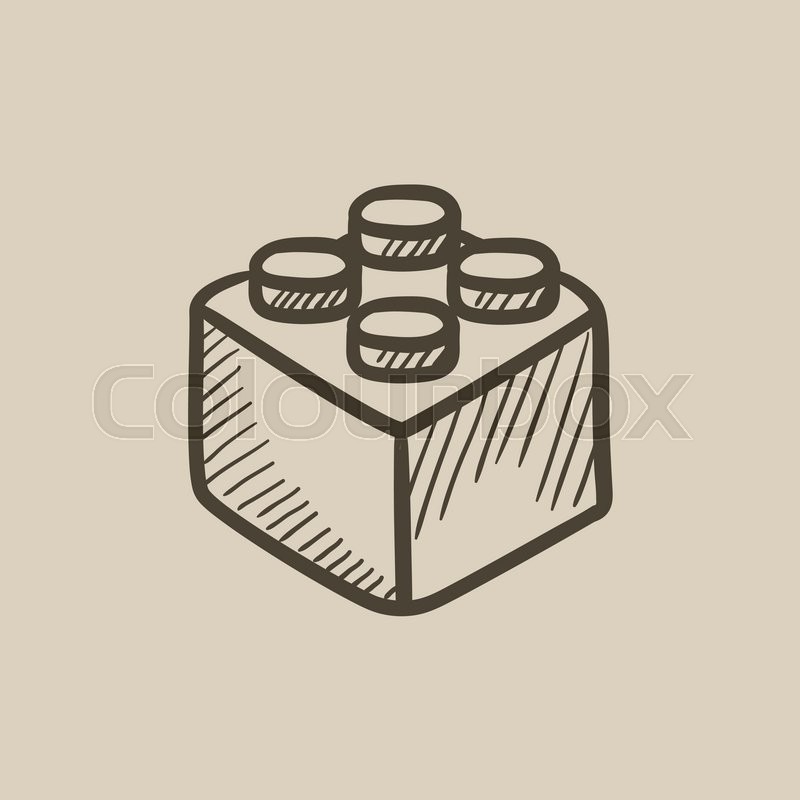 800x800 Building Block Vector Sketch Icon Isolated On Background. Hand - Block Sketch