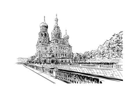 473x315 Russia. Saint Petersburg.savior On Spilled Blood Hand Drawn Sketch - Blood Sketch