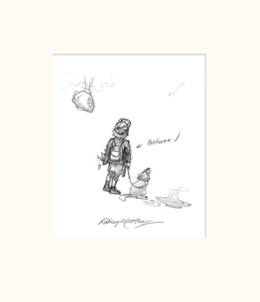 530x616 Sacred Blood Small Boy, Dog And Bag Original Sketch By Rodney - Blood Sketch