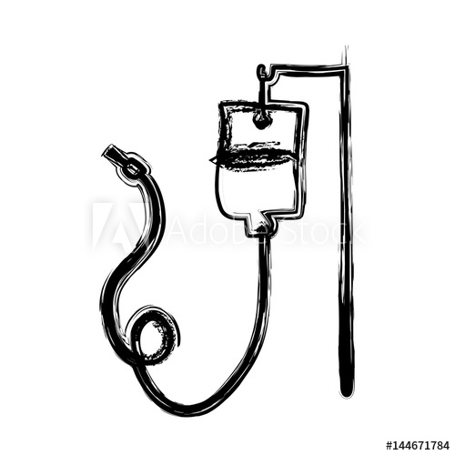 500x500 Monochrome Hand Drawn Sketch Of Hanging Bag For Blood Donation - Blood Sketch