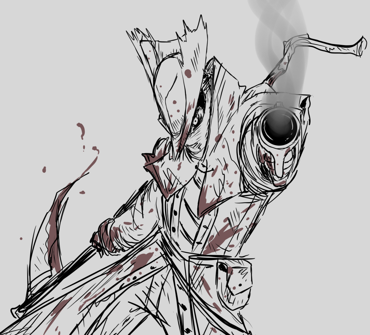 1280x1158 Lordran Amp Beyond, Acomfyknight Quick Bloodborne Sketch. Drawn - Bloodborne Sketch