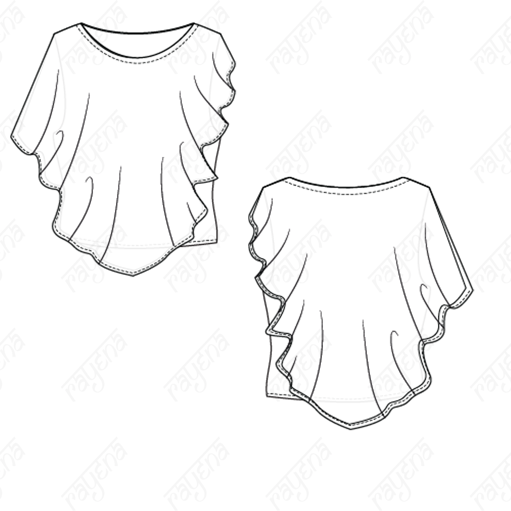 1000x1000 Fashion Technical Flatssketches - Blouse Flat Sketch