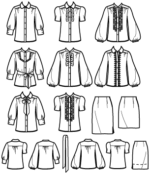 305x355 Simplicity 2807 Misses Skirt And Blouse Project Runway Collection - Blouse Flat Sketch
