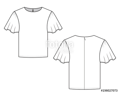 500x394 Blouse Fashion Vector Illustration Flat Sketches Template Stock - Blouse Flat Sketch