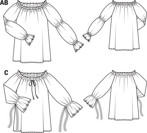 475x432 Embellished Peasant Blouse 012013 - Blouse Flat Sketch