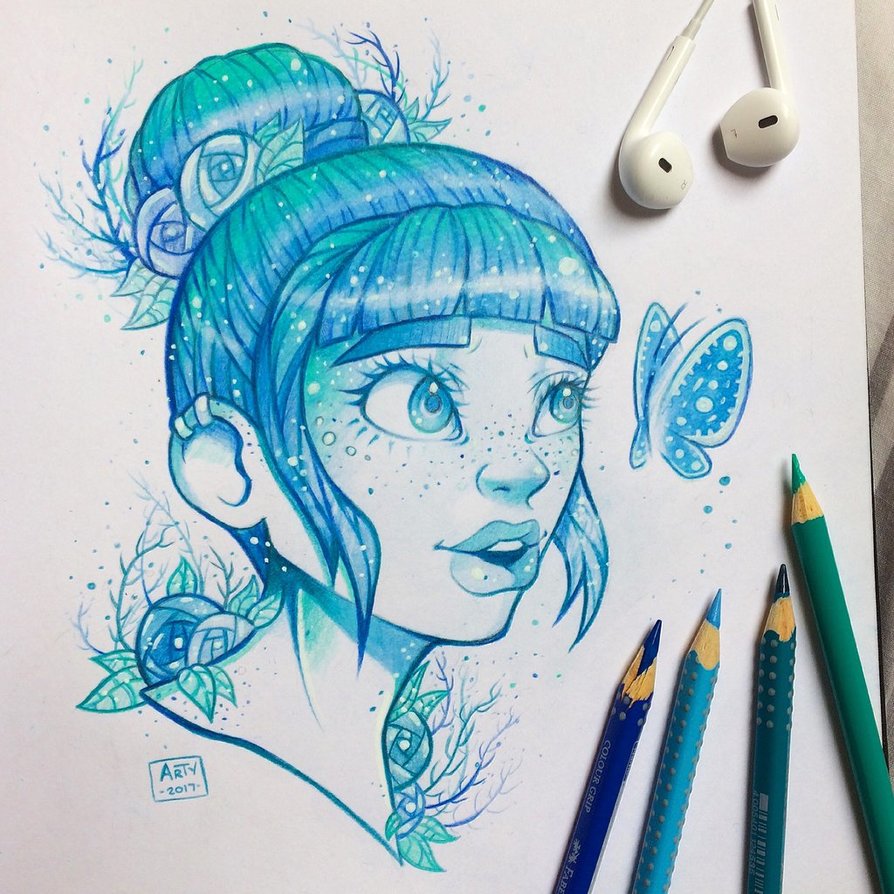 894x894 Blue Butterfly By Thelittleartything - Blue Butterfly Sketch