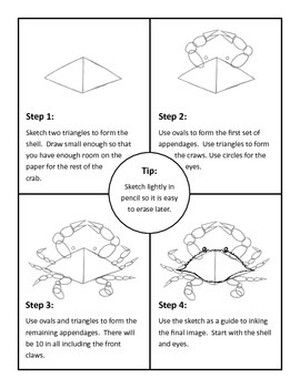 270x350 How To Draw A Blue Crab By Drawing With John Teachers Pay Teachers - Blue Crab Sketch