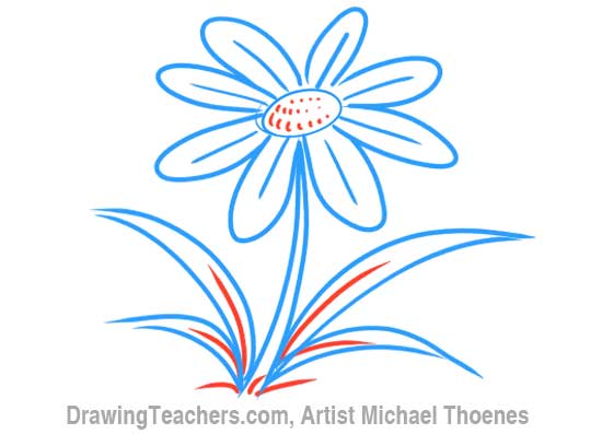 550x397 Cartoon Flower - Blue Flower Sketch