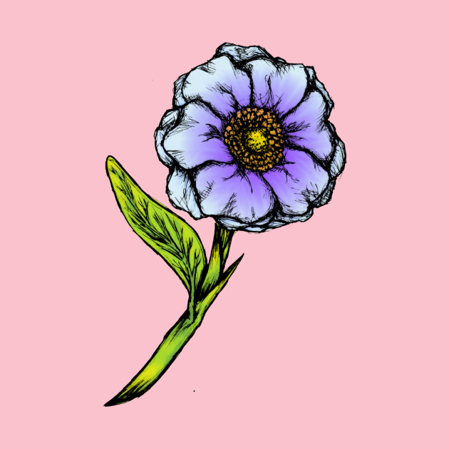 630x630 Flower Sketch (Forget Me Not Blue) - Blue Flower Sketch