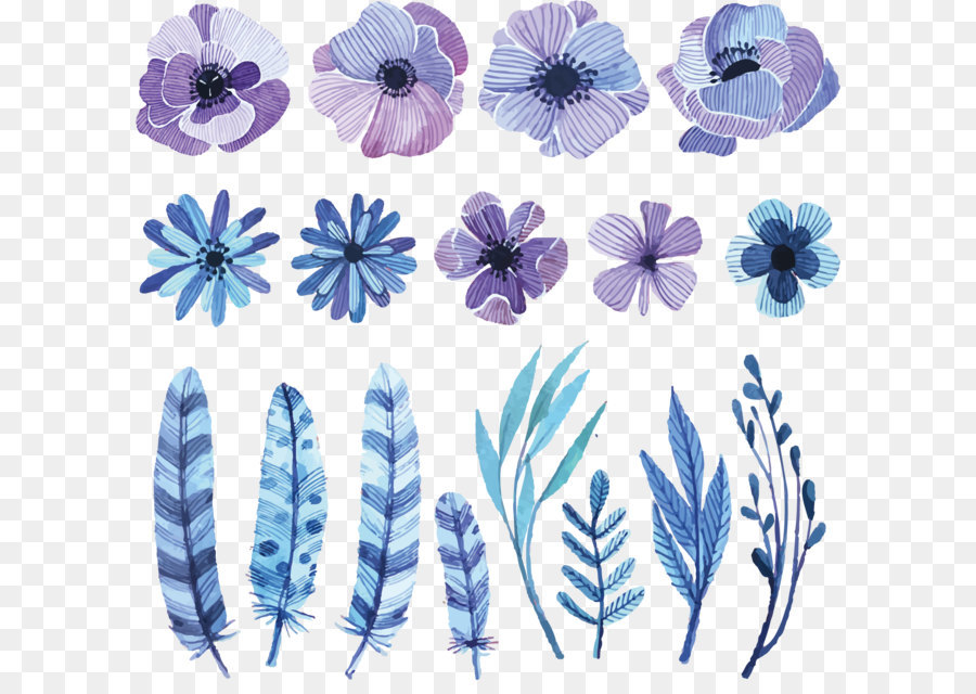 900x640 Flower Watercolor Painting Drawing Sketch - Blue Flower Sketch