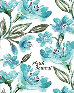 260x325 Sketch Journal Blue Green Flowers 8x10 - Blue Flower Sketch
