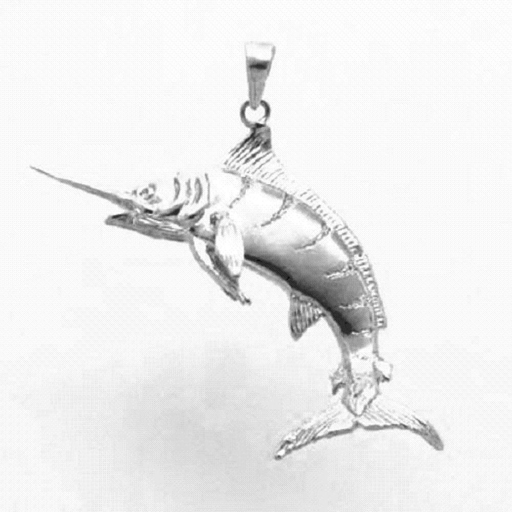 1000x1000 9.4g Sterling Silver Blue Marlin Fish 3d Solid Pendant, Made In - Blue Marlin Sketch