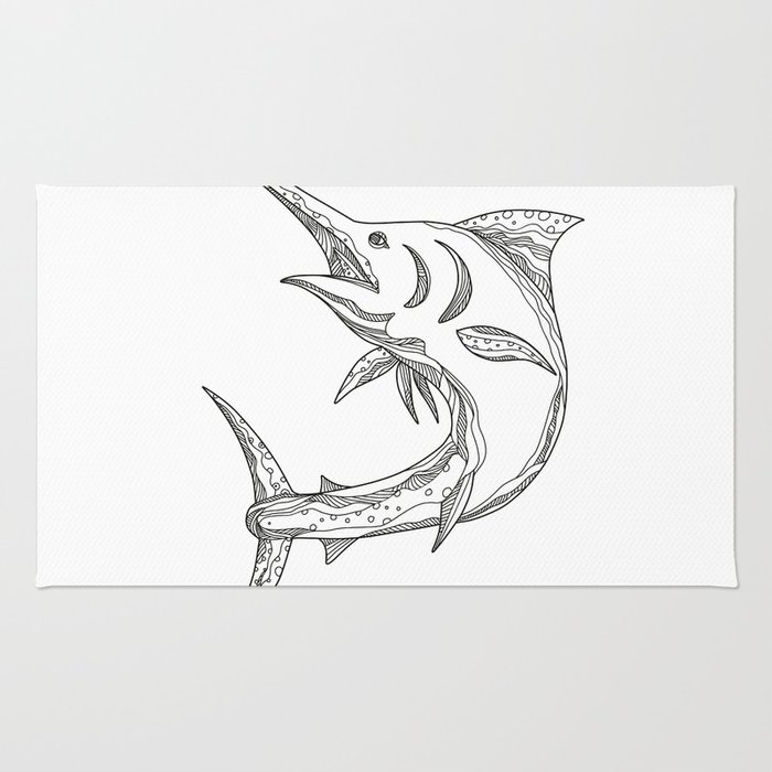 700x700 Atlantic Blue Marlin Doodle Rug By Patrimonio Society6 - Blue Marlin Sketch