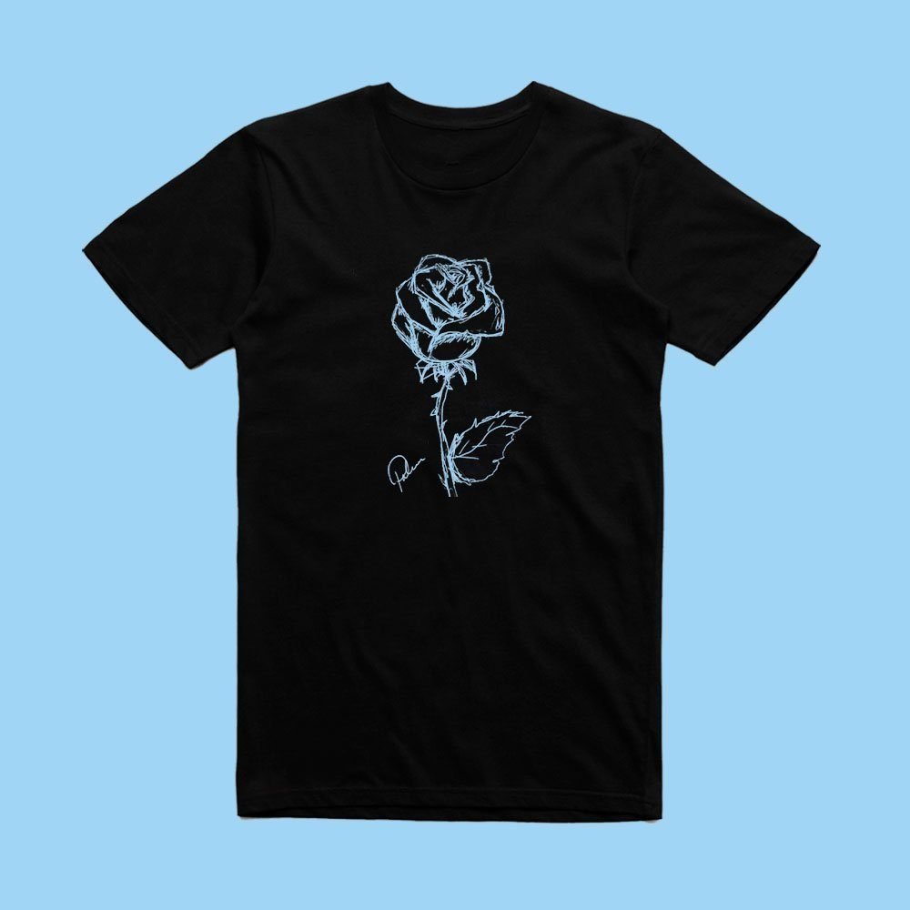 1000x1000 Blue Rose Sketch Tee - Blue Rose Sketch