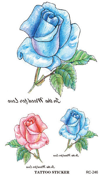 358x610 Temporary Blue Rose Tattoo Sketch Tatoo Tatuagem In Temporary - Blue Rose Sketch