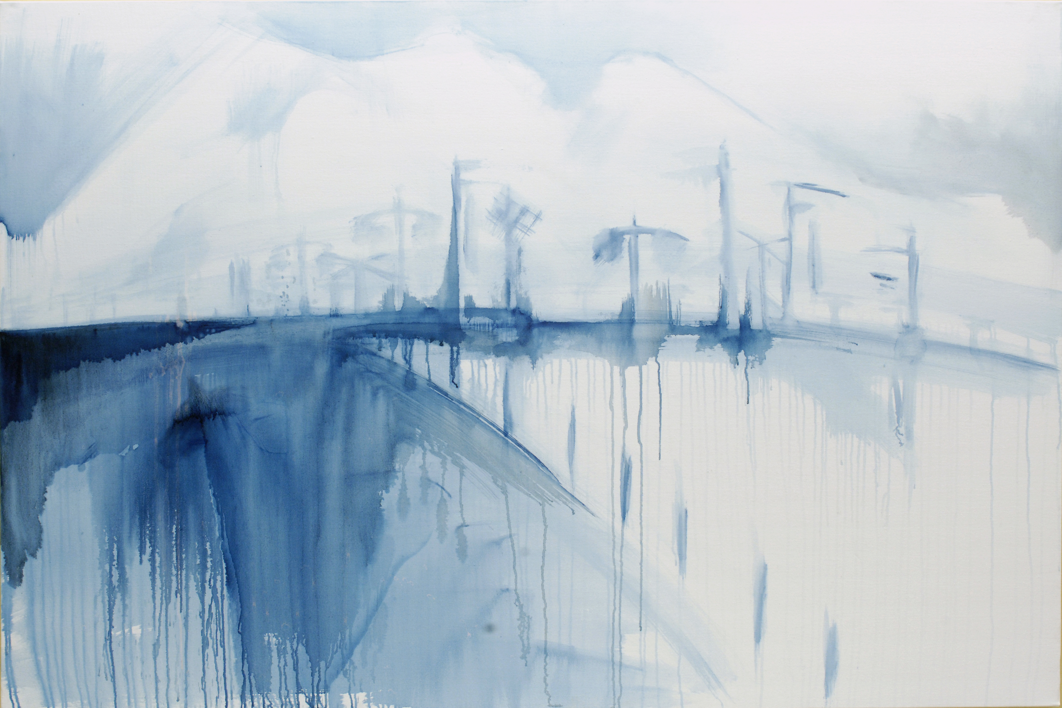 3652x2436 Ruapehu Sketch In Blue Cairo Walker - Blue Sketch