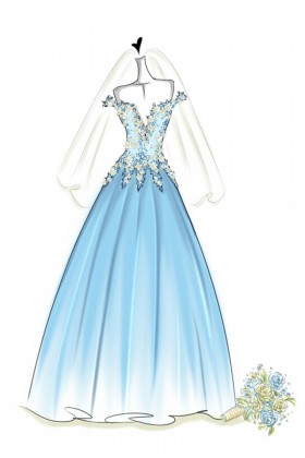 280x420 Wedding Dress Sketches, Prom Dress Sketches, Free Sketching - Blue Sketch
