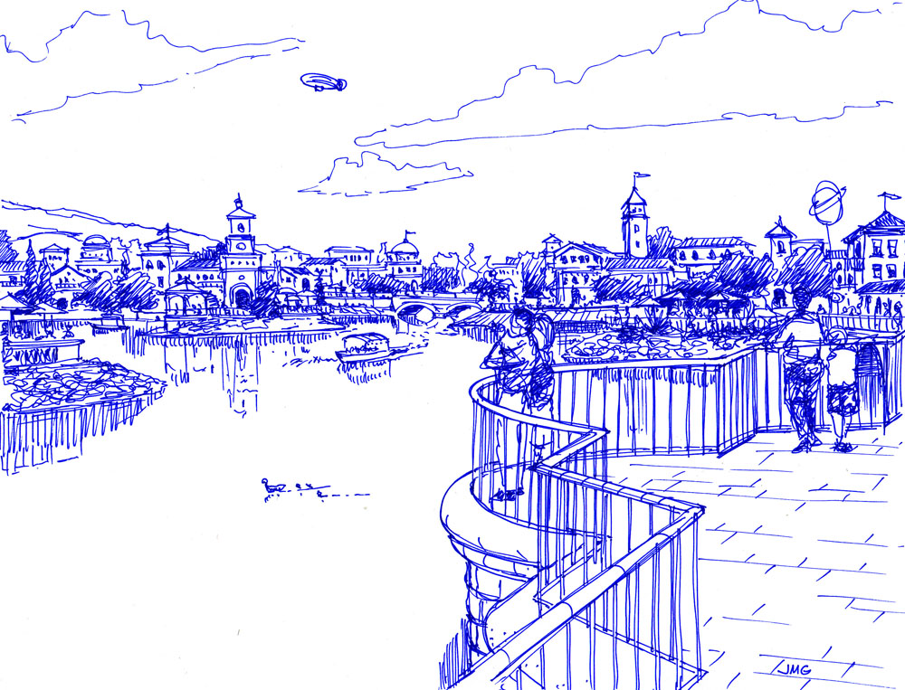 1000x763 Blue Pen Sketch By Manu05 - Blue Sketch