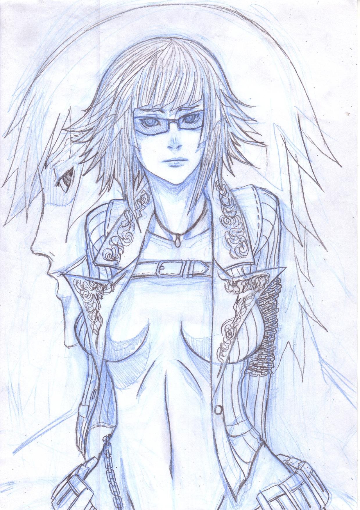 1239x1752 Dmc 4 Lady Blue Pencil Sketch By Deadxcross - Blue Sketch Pencil