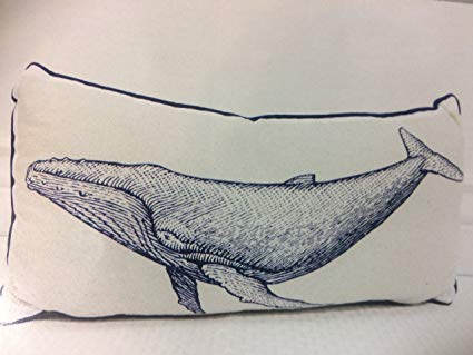 425x319 Blue Whale Sketch 18 X 9 Inch Linen Lumbar Piped - Blue Whale Sketch