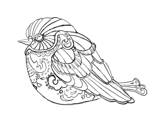 500x401 Marika Makes Art Bluebird Sketch - Bluebird Sketch