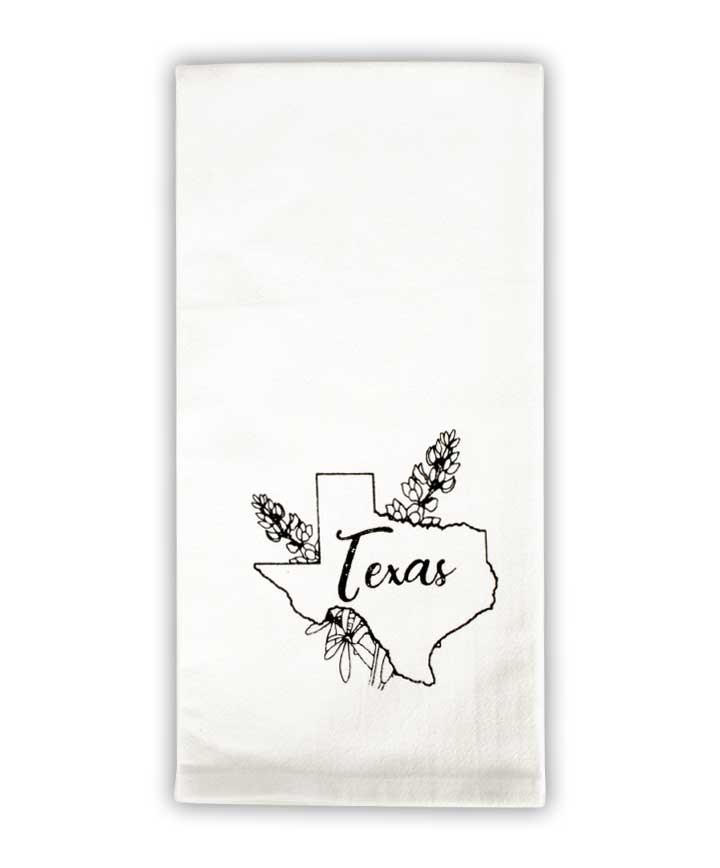 720x868 White 20 X 28 Texas Bluebonnet Flour Sack Hand Towel - Bluebonnet Sketch