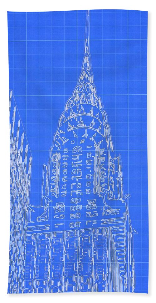 500x967 Chrysler Building Blueprint Sketch Bath Towel For Sale By Dan Sproul - Blueprint Sketch