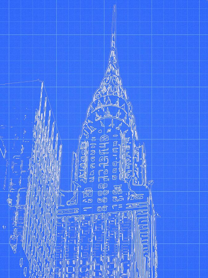 674x900 Chrysler Building Blueprint Sketch Digital Art By Dan Sproul - Blueprint Sketch